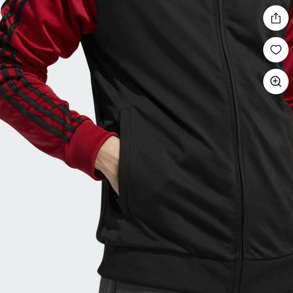 Adidas zip up Tricot Track Jacket Red n Black Size Small - Picture 5 of 6